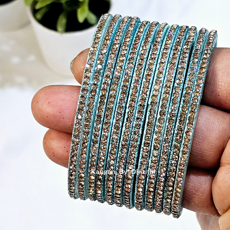 Sky Blue Colour Amulya Stone Glass Bangles1