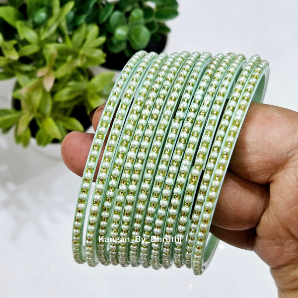 Sky Blue Colour Tara Pearl Glass Bangles