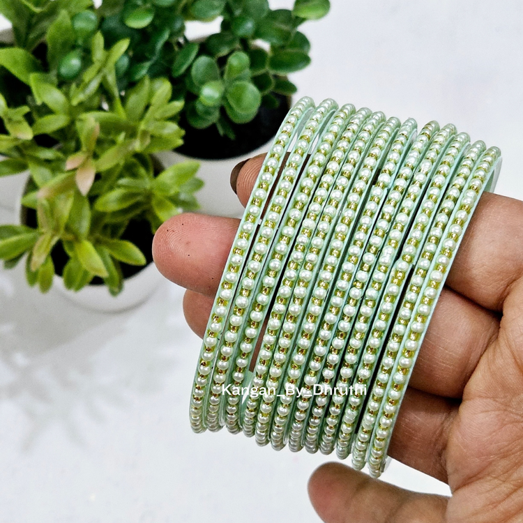Sky Blue Colour Tara Pearl Glass Bangles1