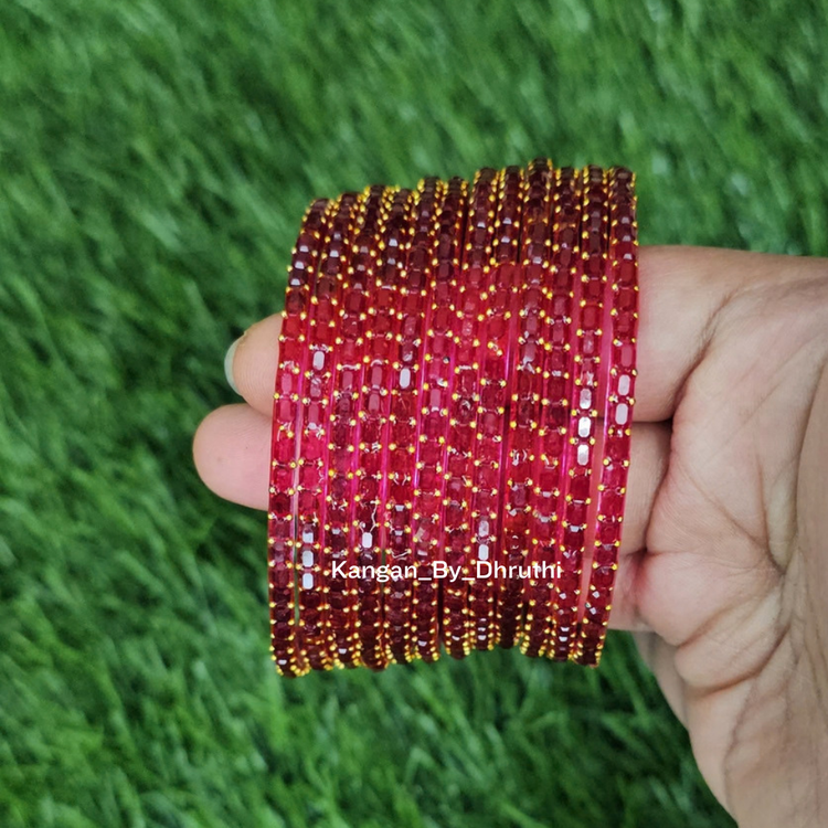 Strawberry Pink Colour Jalwa Glass Bangles