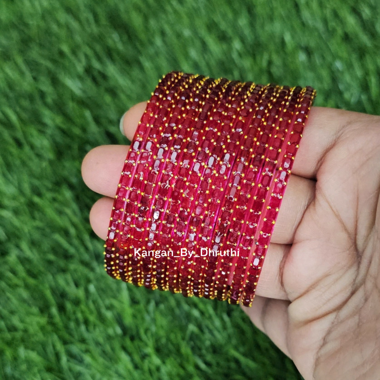 Strawberry Pink Colour Jalwa Glass Bangles1