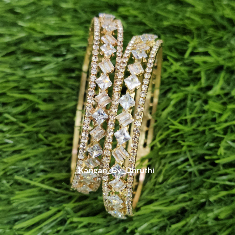 White Crystal Diamond Shaped Bangles2