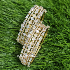 White Crystal Stone Metal Bangles1