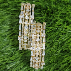 White Crystal Stone Metal Bangles2