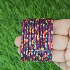 Wine Raaga Printed Glass Bangles