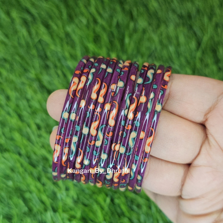 Wine Raaga Printed Glass Bangles1