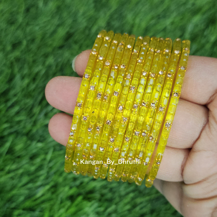 Yellow Colour Laya Glass Bangles
