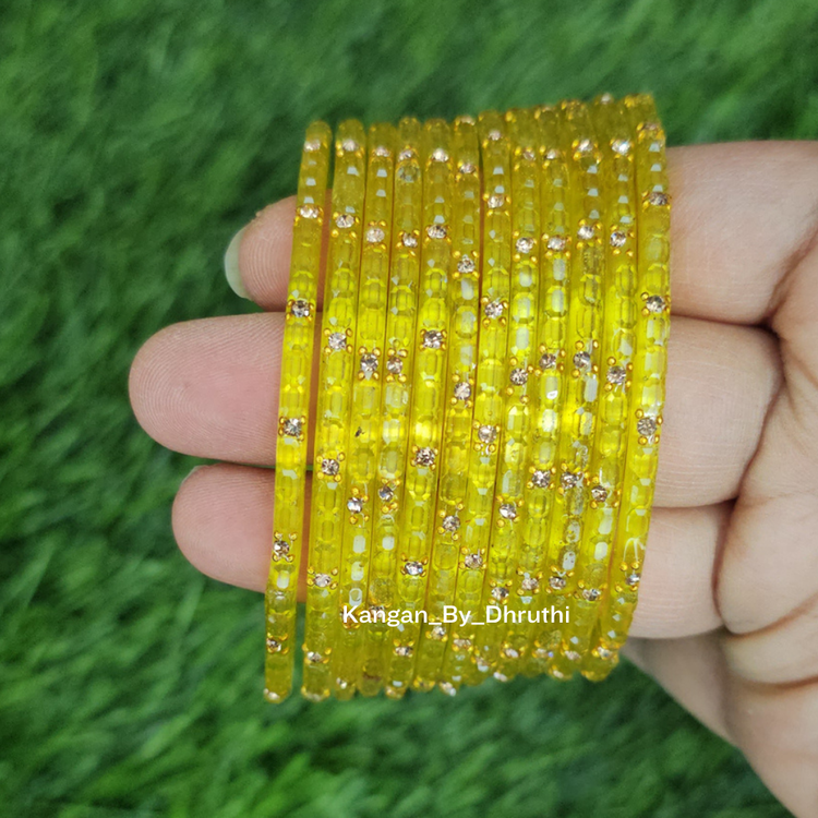 Yellow Colour Laya Glass Bangles1