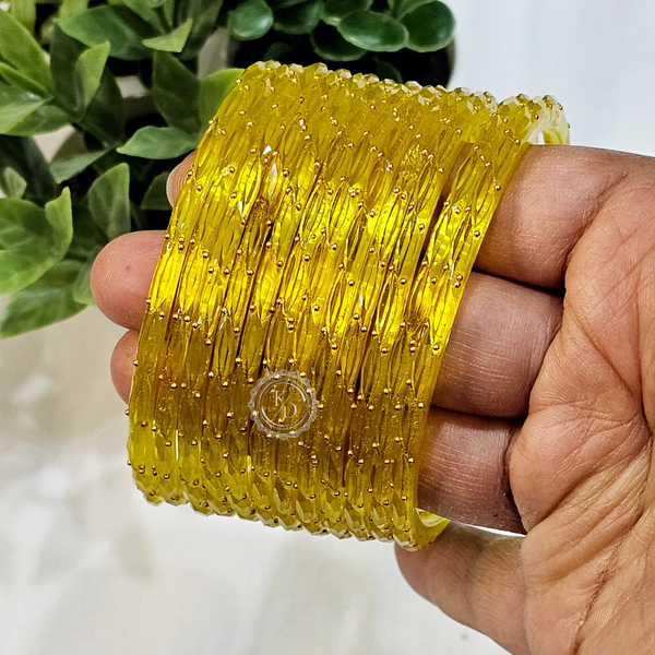 Yellow RainDrop Glass Bangles
