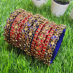 DarkBlue Lily And Red Floral Set